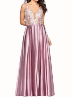 Style 1-1927145513-472 FAVIANA Pink Size 16 Plus Size Free Shipping Side slit Dress on Queenly