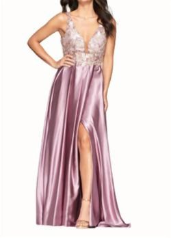 Style 1-1927145513-472 FAVIANA Pink Size 16 Plus Size Free Shipping Side slit Dress on Queenly
