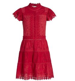 Style 1-1982582428-649 alice + olivia Red Size 2 High Neck Belt Mini Cocktail Dress on Queenly