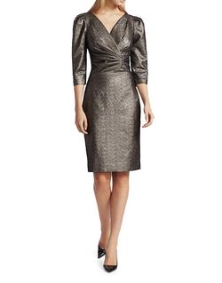 Style 1-2015747980-2168 Teri Jon Gray Size 8 Tall Height Polyester Straight Mini Cocktail Dress on Queenly