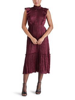 Style 1-2156008407-3236 STEVE MADDEN Red Size 4 Burgundy Cap Sleeve Polyester Cocktail Dress on Queenly