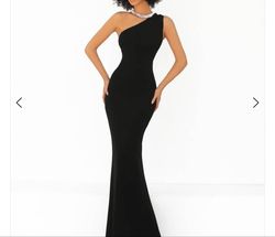 Style 1-2176836710-1498 Tarik Ediz Black Size 4 High Neck Pageant Straight Dress on Queenly