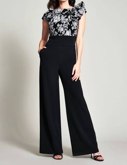 Style 1-2255585176-1498 Tadashi Shoji Black Size 4 Floor Length Jersey Polyester Jumpsuit Dress on Queenly