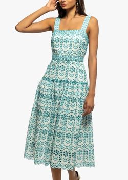 Style 1-2326776383-98 Shoshanna Blue Size 10 Embroidery 1-2326776383-98 Polyester Cocktail Dress on Queenly