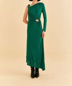 Style 1-2452646922-2696 FARM RIO Green Size 12 Floor Length One Shoulder Tall Height Straight Dress on Queenly