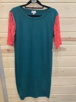 Style 1-2730162005-3011 LuLaRoe Green Size 8 High Neck Polyester Cocktail Dress on Queenly