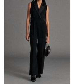 Style 1-2755324018-3011 STEVE MADDEN Black Size 8 Jewelled Blazer Jumpsuit Dress on Queenly