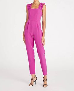 Style 1-2815584122-5 AMUR Purple Size 0 1-2815584122-5 Black Tie Square Neck Jersey Jumpsuit Dress on Queenly