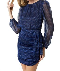 Style 1-2871660707-3901 Misa Los Angeles Blue Size 0 Sleeves Sheer Mini Cocktail Dress on Queenly