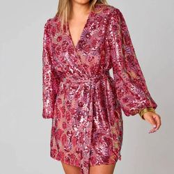 Style 1-2942294152-2791 BUDDYLOVE Pink Size 12 Free Shipping Sequined Plus Size Tall Height Cocktail Dress on Queenly