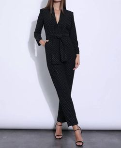 Style 1-296872309-3855 Karina Grimaldi Black Size 0 Tall Height Belt Pockets Jumpsuit Dress on Queenly