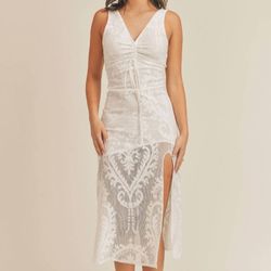 Style 1-3126808358-3011 SAGE THE LABEL White Size 8 V Neck Bachelorette Tall Height Cocktail Dress on Queenly