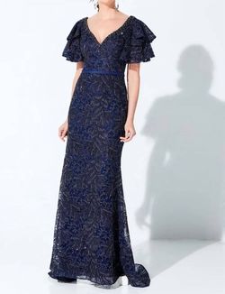 Style 1-3288452275-397 Ivonne D Blue Size 14 Belt Plus Size Navy Straight Dress on Queenly