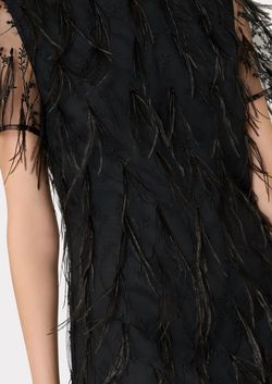 Style 1-3439434424-649 MILLY Black Size 2 Free Shipping Feather Cocktail Dress on Queenly