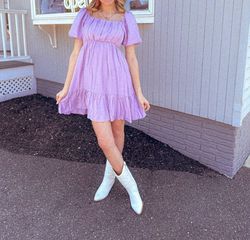 Style 1-3617019130-2791 Sweet Lovely by Jen Purple Size 12 Polyester Lavender Cocktail Dress on Queenly