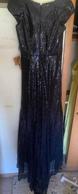 Style S0283066000ZI Light in the Box Black Size 10 Sequined Square Jersey Cap Sleeve Mermaid Dress on Queenly