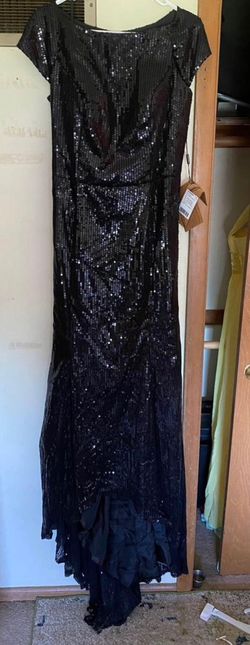 Style S0283066000ZI Light in the Box Black Size 10 Jersey Sequined Pageant Cap Sleeve Prom Mermaid Dress on Queenly