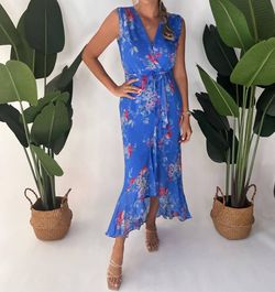 Style 1-3970627160-3775 Yumi Kim Blue Size 16 Floral Straight Dress on Queenly