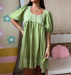 Style 1-4121909774-2696 lalavon Green Size 12 Casual Plus Size Ruffles Mini Cocktail Dress on Queenly