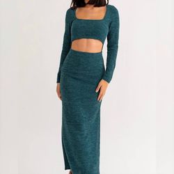 Style 1-419130653-3855 LE LIS Green Size 0 Fitted Sleeves Square Neck Straight Dress on Queenly