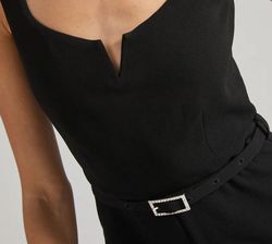 Style 1-4249282631-2901 Generation Love Black Size 8 Floor Length Belt Jewelled Jumpsuit Dress on Queenly