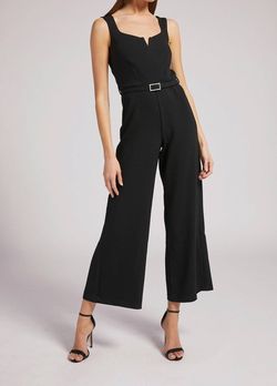 Style 1-4249282631-2901 Generation Love Black Size 8 Shiny Belt Polyester Jumpsuit Dress on Queenly