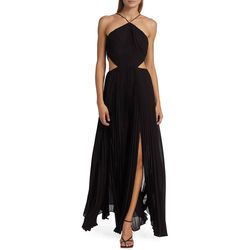 Style 1-4270642896-5 AMUR Black Size 0 Cut Out 1-4270642896-5 Polyester Side slit Dress on Queenly