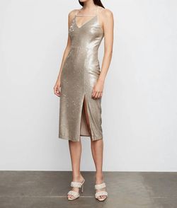 Style 1-442743915-1498 Bailey 44 Gold Size 4 Sequined Polyester Plunge Free Shipping Cocktail Dress on Queenly