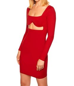 Style 1-480397732-2901 Susana Monaco Red Size 8 Long Sleeve Tall Height Cocktail Dress on Queenly