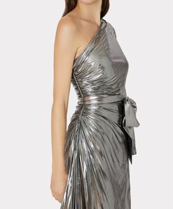 Style 1-483981357-1498 MILLY Silver Size 4 One Shoulder Spandex Polyester Shiny Cocktail Dress on Queenly