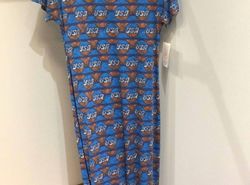 Style 1-518657184-3855 LuLaRoe Blue Size 0 High Neck Polyester Cocktail Dress on Queenly
