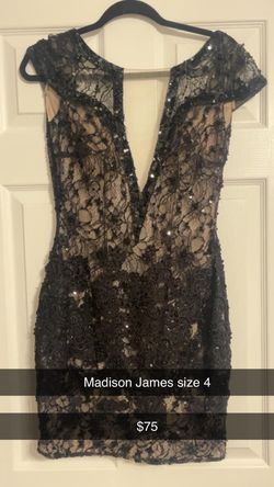Madison James Black Size 4 Homecoming Free Shipping Cocktail Dress on Queenly