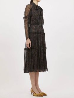 Style 1-774025572-1901 Ulla Johnson Black Size 6 Long Sleeve Feather Tall Height Cocktail Dress on Queenly