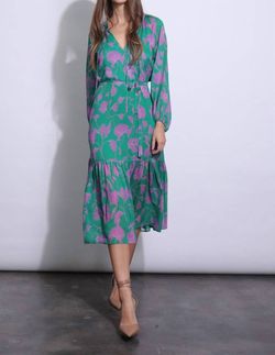 Style 1-777359333-2696 Karina Grimaldi Green Size 12 Floral Print Long Sleeve Cocktail Dress on Queenly