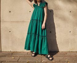 Style 1-829368775-2696 Inclan Green Size 12 Floor Length Tall Height Side Slit Straight Dress on Queenly