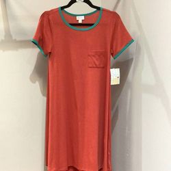 Style 1-832430593-3973 LuLaRoe Orange Size 0 High Low Military Mini Straight Dress on Queenly