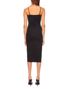 Style 1-896347961-3236 Susana Monaco Black Tie Size 4 Side Slit Spandex Cocktail Dress on Queenly