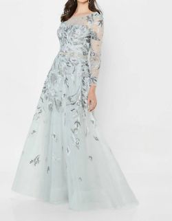 Style 1-949661928-472 Montage by Mon Cheri Silver Size 16 Embroidery Boat Neck Tulle Tall Height Ball gown on Queenly