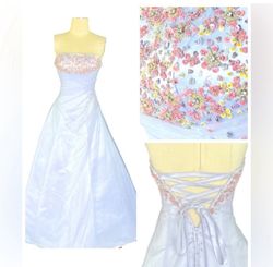 Alyce Paris Blue Size 2 Pageant Jersey Medium Height Quinceanera Ball gown on Queenly