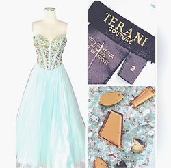 Terani Couture Green Size 2 Quinceanera Pageant 50 Off Ball gown on Queenly