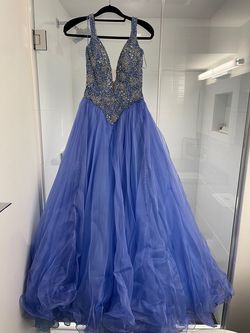Sherri Hill Blue Size 4 Black Tie Quinceanera Ball gown on Queenly
