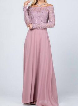 Style 1-1019915384-1465 La Scala Pink Size 28 Tall Height Military Floor Length Boat Neck A-line Dress on Queenly