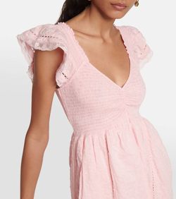 Style 1-1064960704-2901 LoveShackFancy Pink Size 8 Summer Sorority Rush V Neck Cocktail Dress on Queenly