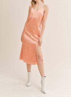 Style 1-10670111-2791 SAGE THE LABEL Orange Size 12 Peach Side Slit Tall Height Cocktail Dress on Queenly