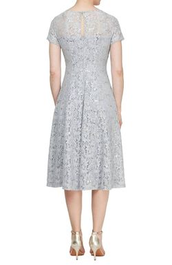 Style 1-1115787795-98 SLNY Silver Size 10 Straight Sleeves Cocktail Dress on Queenly