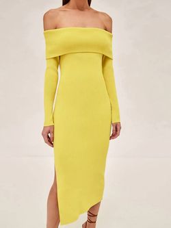 Style 1-115054434-2901 ALEXIS Yellow Size 8 Jersey Side Slit Cocktail Dress on Queenly