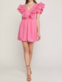 Style 1-132755690-3471 entro Pink Size 4 V Neck Casual Cocktail Dress on Queenly