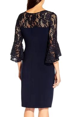 Style 1-1350207795-1498 Adrianna Papell Blue Size 4 Navy Jersey Summer Cocktail Dress on Queenly