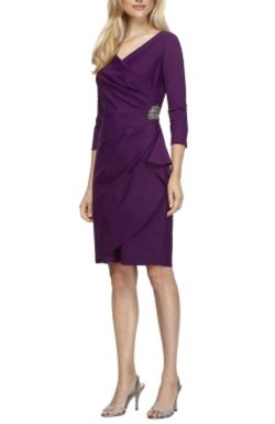 Style 1-1403614740-1901 Alex Evenings Purple Size 6 Straight Sleeves Cocktail Dress on Queenly