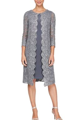 Style 1-1413671540-2168 Alex Evenings Gray Size 8 Free Shipping Sequined Cocktail Dress on Queenly